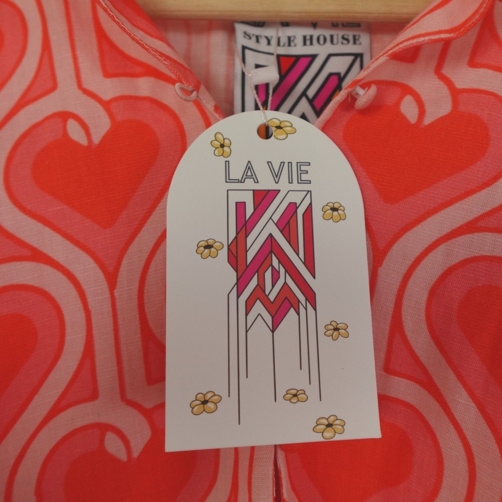 New NWT La Vie Style House Caftan Maxi Infinite Hearts - Picture 5 of 14
